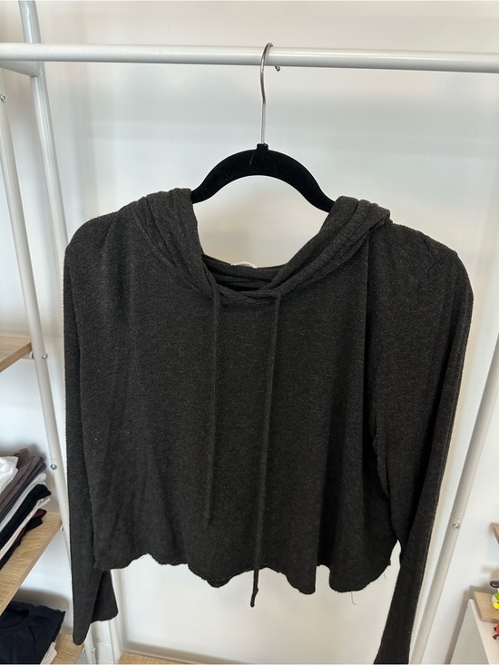 Brandy Melville Tops - Brandy Melville Hooded Pullover Sweater Charcoal